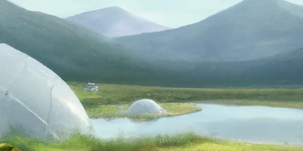 Ill. 2 - Geodesic research structures on grassland