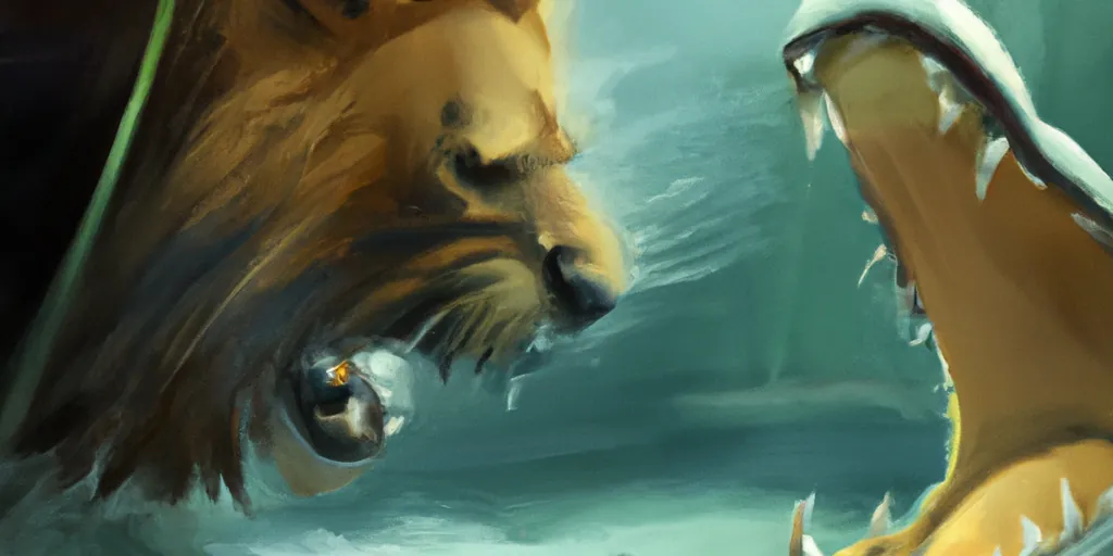 Ill. 2 - Struggle between a lion and a crocodile